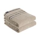 Lot De 2 Serviettes De Toilette 100% Coton Bicolore Beige Et Noir 50 X 90 Cm