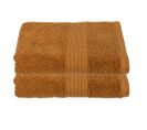 Lot De 2 Serviettes De Toilette En Coton Marron Cannelle Tissu Éponge 50 X 90 Cm