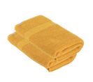 Lot De 2 Draps De Bain Tissu Éponge 100% Coton Jaune Moutarde 90 X 150 Cm