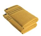 Lot De 2 Draps De Bain 100% Coton Bicolore Jaune Ocre Et Noir 90 X 150 Cm