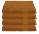 Lot De 4 Draps De Bain En Coton Marron Cannelle Tissu Éponge 100 X 150 Cm