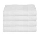 Lot De 4 Draps De Bain En Coton Blanc Tissu Éponge 70 X 130 Cm