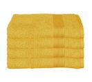 Lot De 4 Draps De Bain En Coton Jaune Ocre Tissu Éponge 70 X 130 Cm