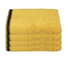 Lot De 4 Draps De Bain En Coton Jaune Ocre Tissu Éponge 70 X 130 Cm