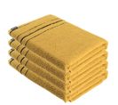 Lot De 4 Draps De Bain 100% Coton Bicolore Jaune Ocre Et Noir 70 X 130 Cm