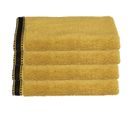 Lot De 4 Serviettes De Toilette En Coton Jaune Ocre Tissu Éponge 30 X 50 Cm