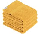 Lot De 4 Serviettes De Toilette Tissu Éponge 100% Coton Jaune Moutarde 30 X 50 Cm