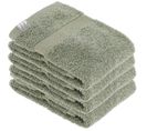 Lot De 4 Serviettes De Toilette Tissu Éponge 100% Coton Vert Kaki 30 X 50 Cm