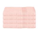 Lot De 4 Serviettes De Toilette En Coton Rose Tissu Éponge 50 X 90 Cm