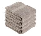 Lot De 4 Serviettes De Toilette Tissu Éponge 100% Coton Taupe 50 X 90 Cm