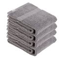 Lot De 4 Serviettes De Toilette Tissu Éponge 100% Coton Gris 50 X 90 Cm