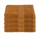 Lot De 4 Serviettes De Toilette En Coton Marron Cannelle Tissu Éponge 50 X 90 Cm