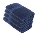Lot De 4 Draps De Bain Tissu Éponge 100% Coton Bleu Marine 90 X 150 Cm