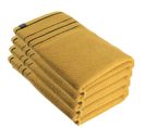 Lot De 4 Draps De Bain 100% Coton Bicolore Jaune Ocre Et Noir 90 X 150 Cm