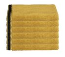 Lot De 6 Serviettes De Toilette En Coton Jaune Ocre Tissu Éponge 30 X 50 Cm