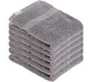 Lot De 6 Serviettes De Toilette Tissu Éponge 100% Coton Gris 30 X 50 Cm