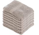 Lot De 6 Serviettes De Toilette Tissu Éponge 100% Coton Taupe 30 X 50 Cm