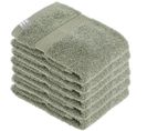 Lot De 6 Serviettes De Toilette Tissu Éponge 100% Coton Vert Kaki 30 X 50 Cm