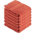 Lot De 6 Serviettes De Toilette Tissu Éponge 100% Coton Terracotta 50 X 90 Cm