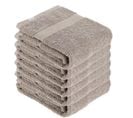 Lot De 6 Serviettes De Toilette Tissu Éponge 100% Coton Taupe 50 X 90 Cm