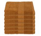 Lot De 6 Serviettes De Toilette En Coton Marron Cannelle Tissu Éponge 50 X 90 Cm