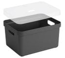 Boite De Rangement Avec Couvercle Transparent Sigma Home Box 32 L Gris