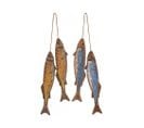 Poissons à Suspendre En Bois Jaune Et Bleu (lot De 2)