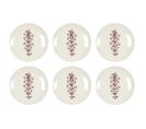 Assiette En Porcelaine Cottage 20 Cm (lot De 6) Blanc Et Bordeaux