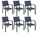 Fauteuils De Jardin Aluminium Et Toile Games (lot De 6) Graphite, Bleu