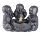 Fontaine En Polyrésine Trio Bouddha Noir