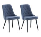 Chaise En Tissu Matelassé Velvet Deluxe (lot De 2) Bleu Et Noir