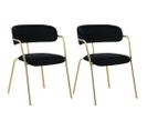 Fauteuil En Métal Et Velours Arrow (lot De 2) Noir Et Cuivré