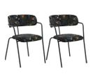 Fauteuil En Métal Et Velours Arrow (lot De 2) Noir Fleuri