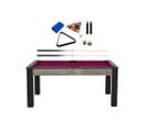 Billard Convertible Table 6 Personnes Texas + Pack Accessoires Confort Industriel Et Prune (tapis)