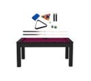 Billard Convertible Table 6 Personnes Texas + Pack Accessoires Confort Noir Grainé Et Prune (tapis)