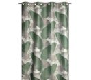 Rideau Tamisant 135 X 280 Cm à Oeillets Jacquard Editeur Motif Floral Palmes Satiné Vert Gris