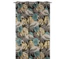 Rideau Tamisant 135 X 280 Cm à Oeillets Jacquard Motif Floral Flamant Rose Satiné Noir Bleu Gris