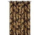 Rideau Tamisant 135 X 280 Cm à Oeillets Jacquard Editeur Motif Feuilles Bananier Satiné Noir