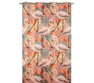 Rideau Tamisant 135 X 280 Cm à Oeillets Jacquard Editeur Motif Flamant Rose Satiné Corail