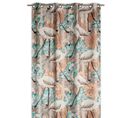 Rideau Tamisant 135 X 280 Cm à Oeillets Jacquard Editeur Motif Floral Flamant Rose Satiné Naturel