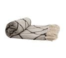 Fouta, Jeté De Lit, Plaid 100% Coton 120 X 150 Cm Franges Jacquard Motif Losanges Naturel Noir