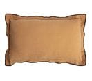 Housse De Coussin 100% Coton 40 X 60 Cm Volant Plat Bourdon Noir Camel