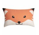 Housse De Coussin 30 X 50 Cm Aspect Microfibre Motif Imprimé Tête De Renard Orange