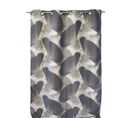 Rideau Tamisant 135 X 280 Cm à Oeillets Jacquard Editeur Motif Floral Palmes Satiné  Bleu Gris