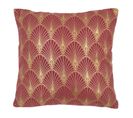 Housse De Coussin 40 X 40 Cm Motif Imprimé Métallisé Art Déco Coquilles Doré Matière Recyclée Rouge