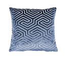 Housse De Coussin 40 X 40 Cm En Jacquard Et Velours Ras Estampillé Motif Géométrique Bleu