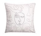 Housse De Coussin 40 X 40 Cm Motif Naïf Imprimé Visage Abstrait Calcaire