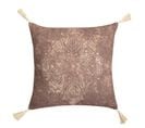 Housse De Coussin 40 X 40 Cm Imprimé Motif Ethnique Avec Pompons Marron