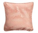 Housse De Coussin Jacquard 40 X 40 Cm Feuilles De Palmier Ton Sur Ton Rose Pêche