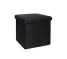 Pouf Coffre Pliant Rangement Avec Assise Couvercle Amovible 38 X 38 X 38 Cm Chambray Noir